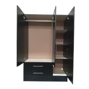 3 Door Wardrobe - black open