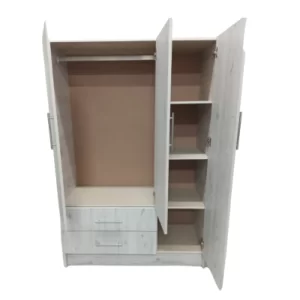 3 Door Wardrobe - Nordic Ice open