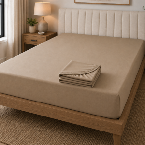 Summer Polycotton Fitted Sheet – Double – Natural